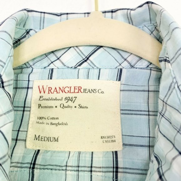 Wrangler Mens Medium Mint Casual Button Down Shirt - Picture 4 of 6